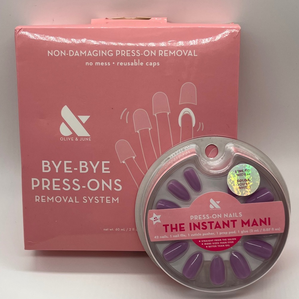 Olive & June Press On Nails And Removal System You're Invited Purple Medium Oval